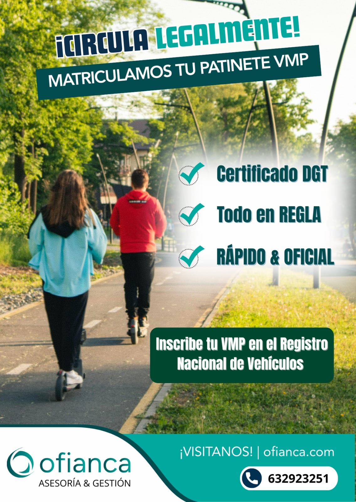 Cartel informativo sobre la inscripción de patinetes VMP en España